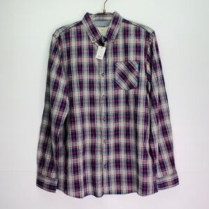 Brunswick Garments Shirt Mens Medium Button Down Plaid Cotton Long Sleeve